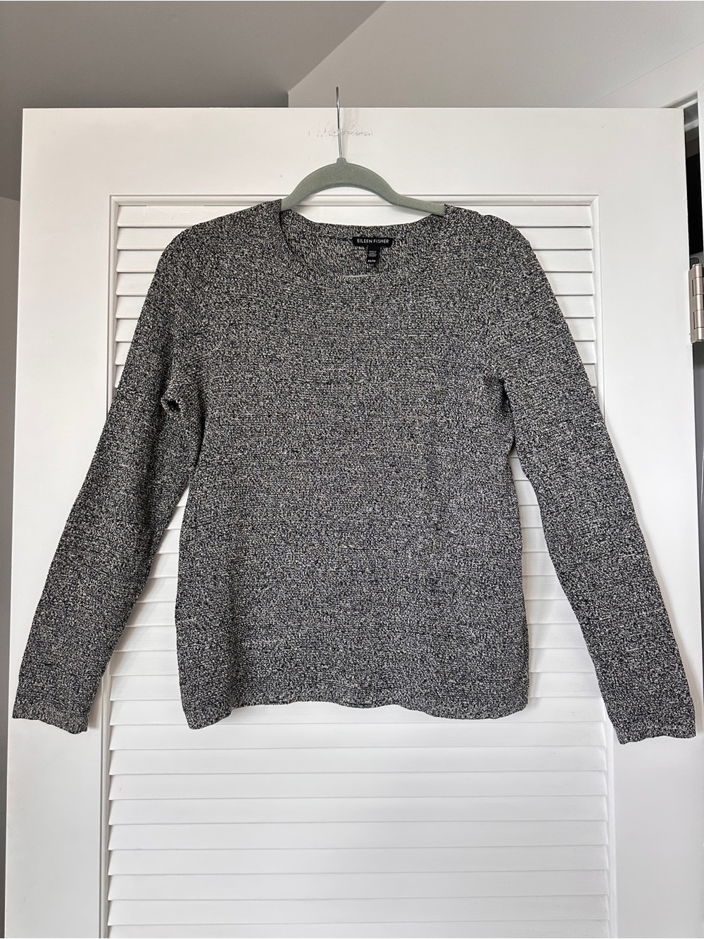 Eileen Fisher Silk/Linen Blend Black and White Knit Top XS